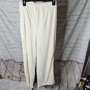 Lola Rae Cream Terry Cloth Wide Leg Lounge Pants NWT Size S/M